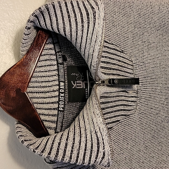 ProJek Raw Mens Pull over Zip Neck Sweater Gray - Picture 3 of 8